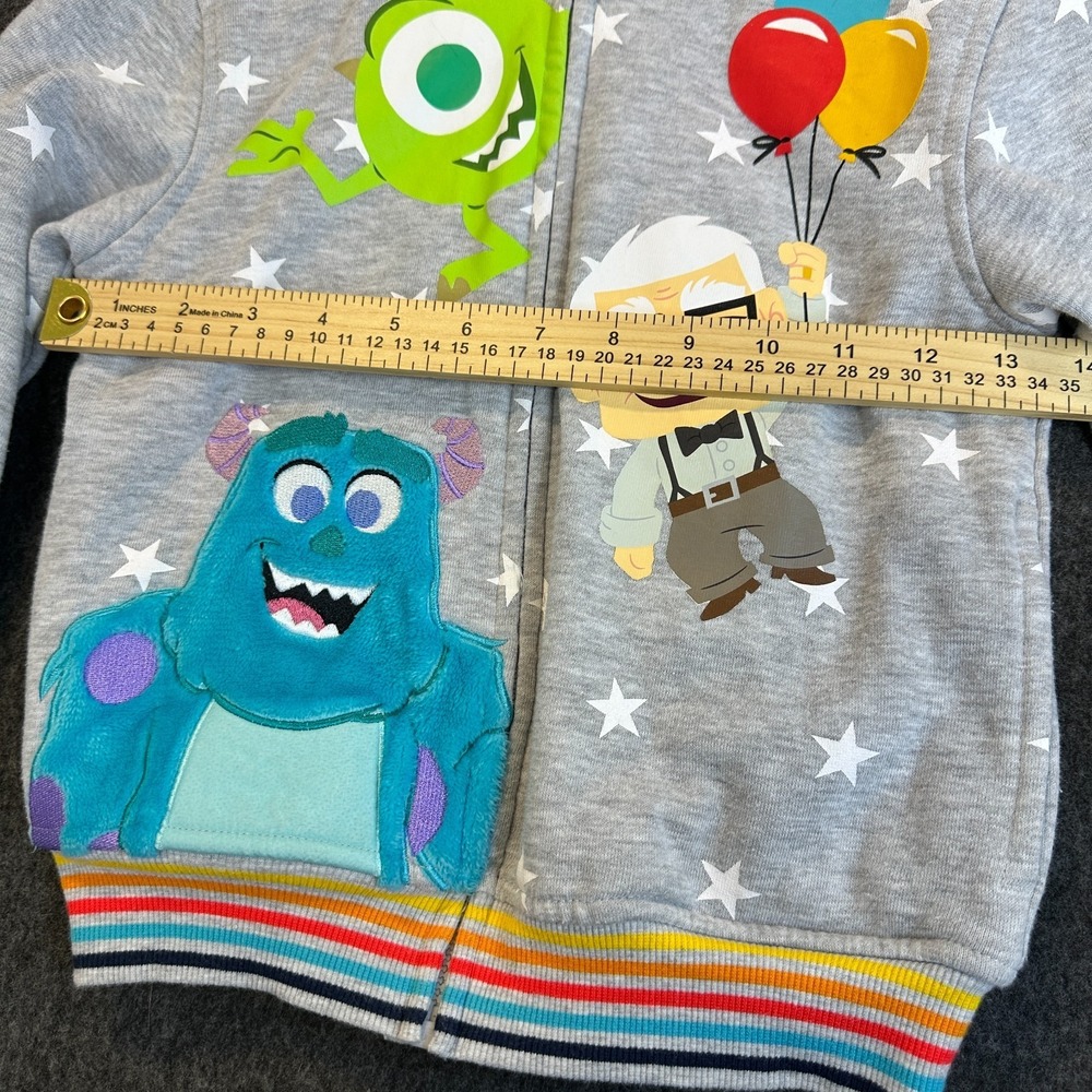 Disney 100 Pixar Monster Up Hoodie Jacket Gray Full Zip Hooded Boy's Size 5 EUC - Picture 13 of 16